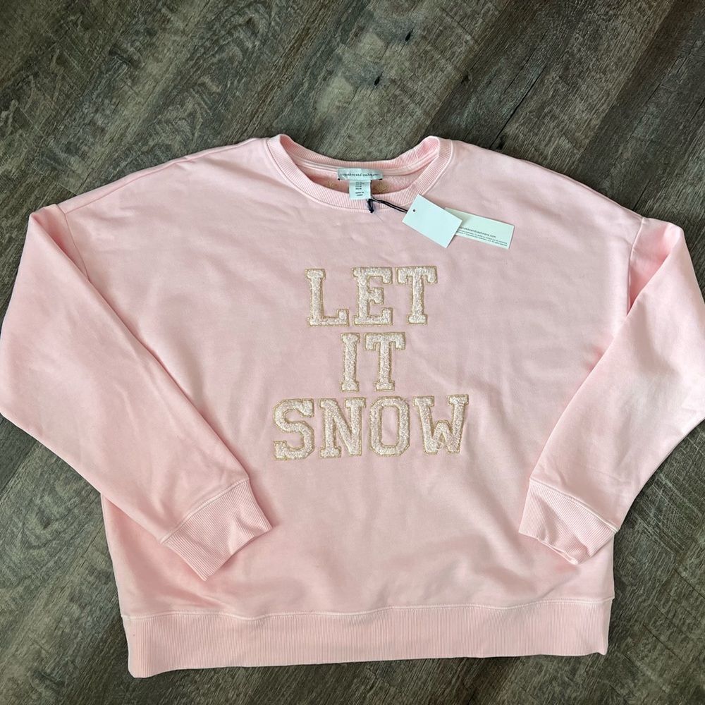 Cupcakes and‎ Cashmere Let It Snow Pink Sweatshirt-Size Medium